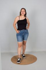 Büyük Beden Kadın Giyim Asimetrik Askılı Viskon Siyah Body
