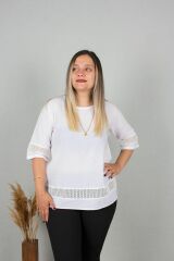 Büyük Beden Pamuk Yıkamalı Otantik Bluz Bz103
