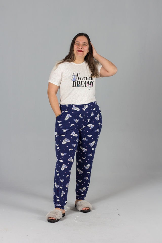 Büyük Beden Likrali Pijama Takım