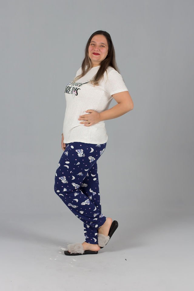 Büyük Beden Likrali Pijama Takım