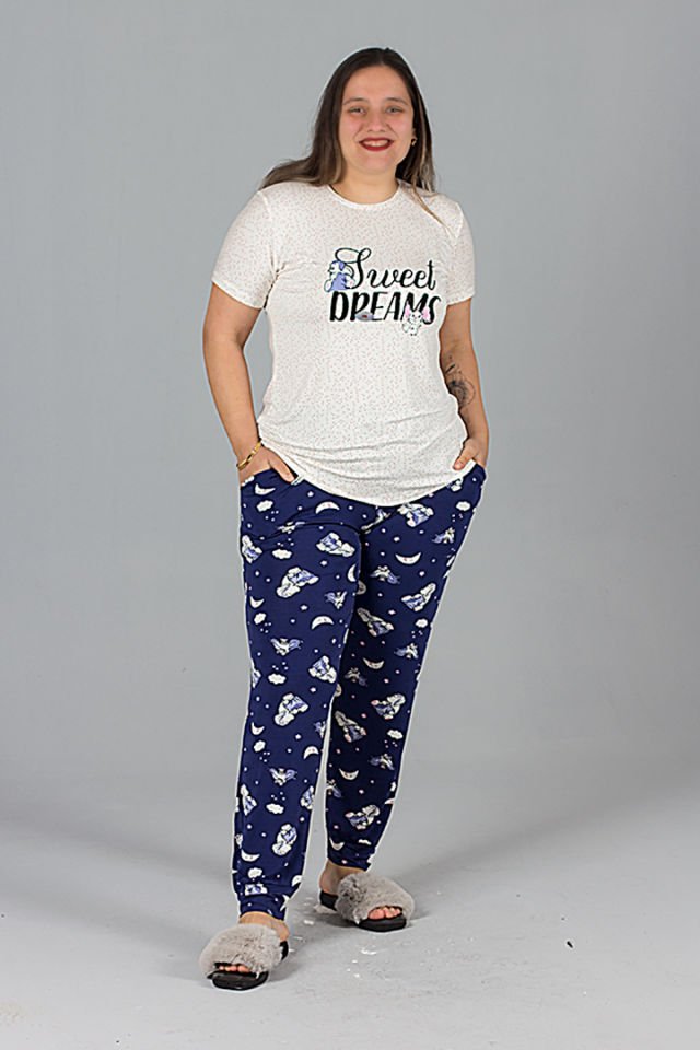 Büyük Beden Likrali Pijama Takım