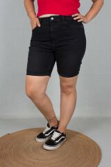 Büyük Beden Kadın Giyim Kot Şort Siyah siyah - 44