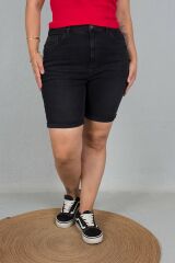 Büyük Beden Kadın Giyim Kot Şort Siyah siyah - 44