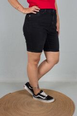 Büyük Beden Kadın Giyim Kot Şort Siyah siyah - 50
