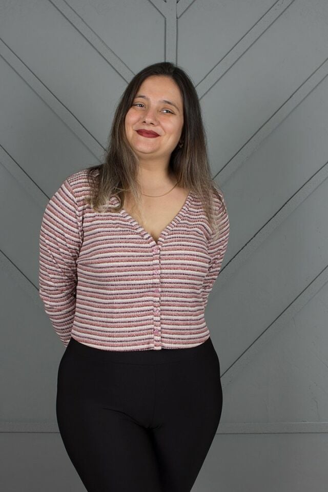 Büyük Beden Crop Hırka Çizgili