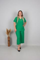 Büyük Beden Kapri Krep Takım Renkli Tk331