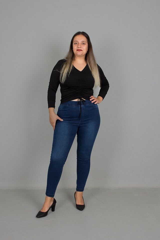 Büyük Beden Ön Büzgülü Micro Kumaş Bluz Siyah siyah - 46