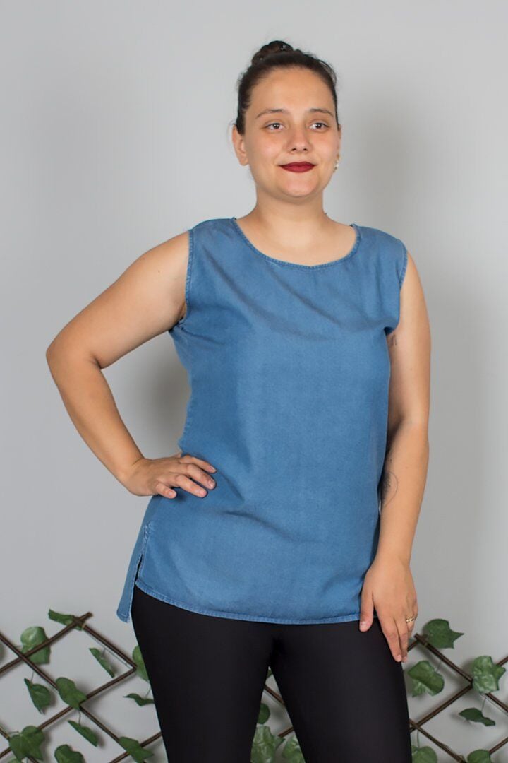 Sıfır Kol Kot Tunik – Rahat ve Şık Günlük Stil