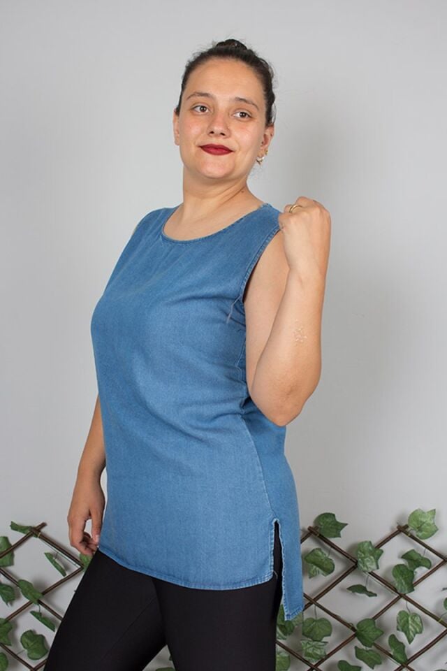 Sıfır Kol Kot Tunik – Rahat ve Şık Günlük Stil