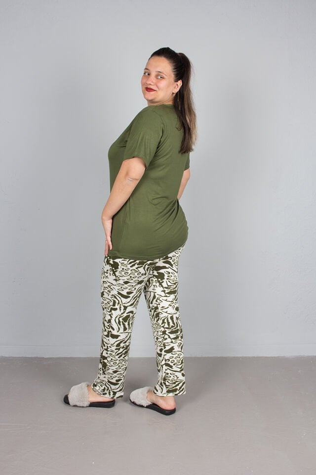 Büyük Beden V Yaka Pijama Takım Pijama Takım