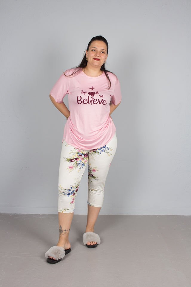 Büyük Beden Kapri Pijama Takım