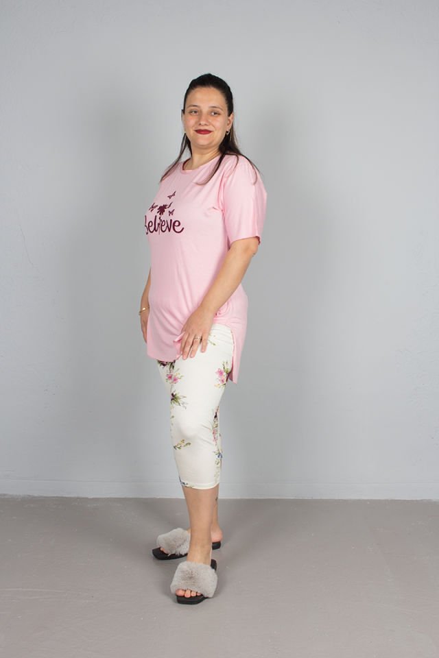Büyük Beden Kapri Pijama Takım