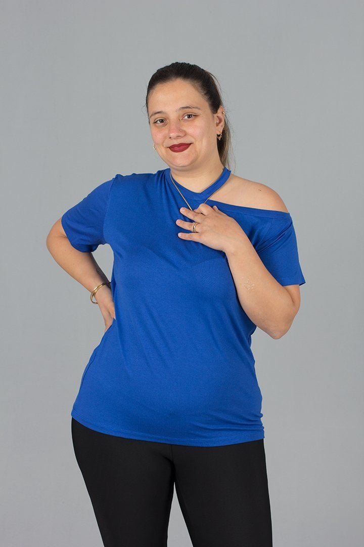 Büyük Beden Tek Omuz Detaylı Bluz