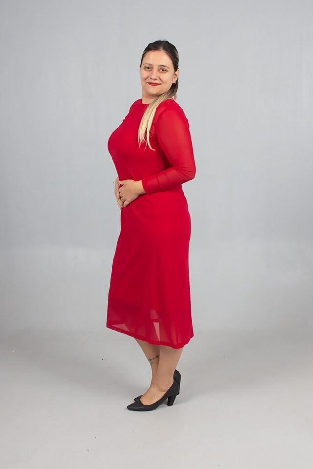 Büyük Beden 2’li Askılı Candy Kumaş Üzeri Tül Elbise