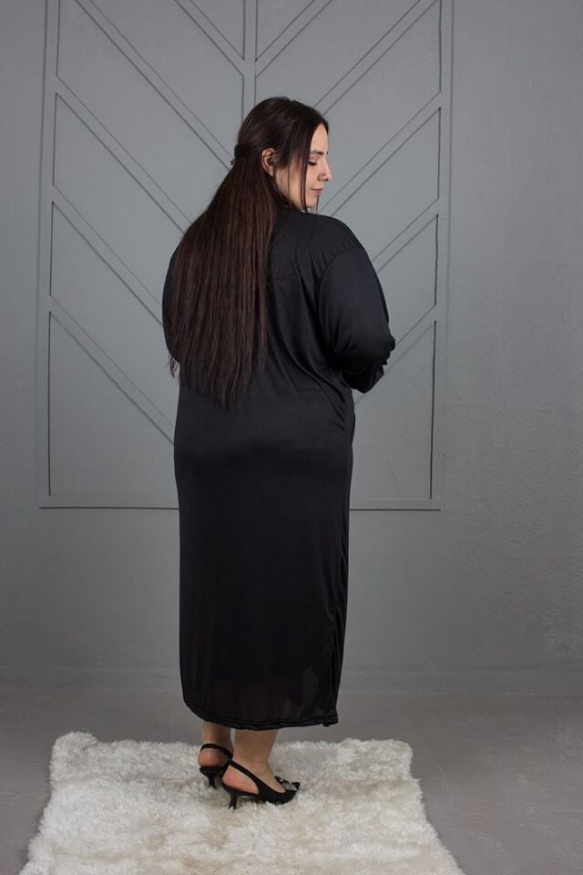 Siyahın Asaleti Büyük Beden Gecelik ve Sabahlık Takımı