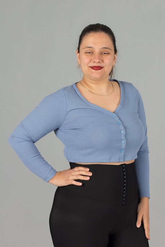 Büyük Beden Crop Hırka Bluz