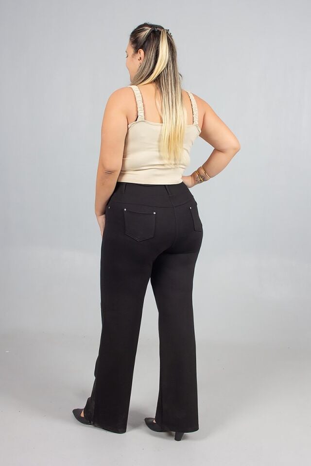 Büyük Beden Bol Paça Arka Cepli Çelik Penye Tayt Pantolon