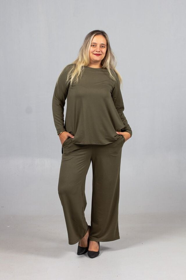 Arka Uzun Yeşil Penye Takım | Likralı 2 İplik Kumaş Kalitesi, Alt Üst Set