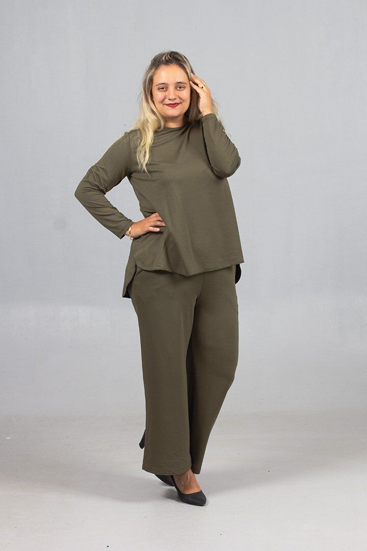 Arka Uzun Yeşil Penye Takım | Likralı 2 İplik Kumaş Kalitesi, Alt Üst Set