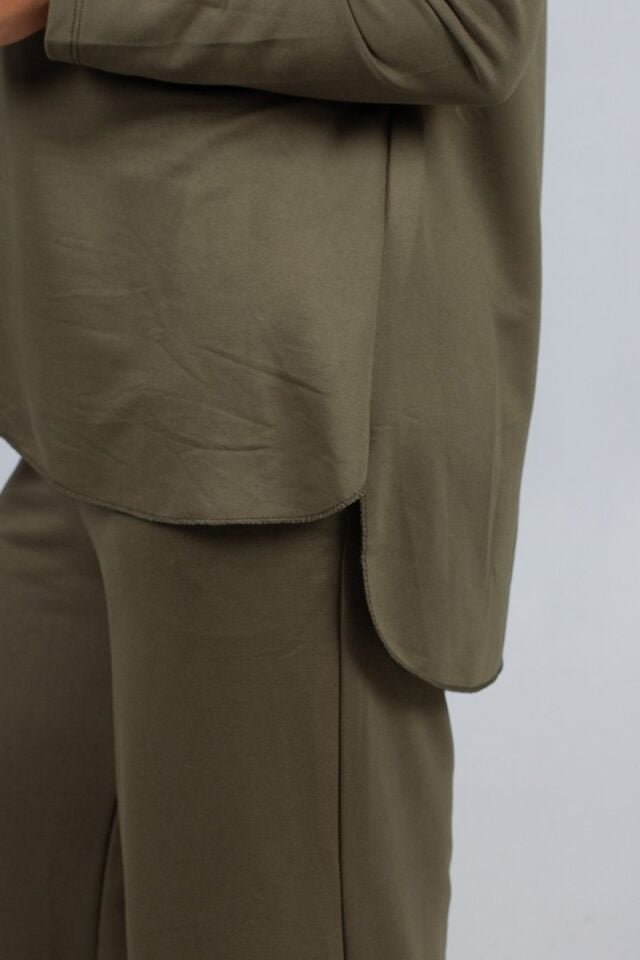 Arka Uzun Yeşil Penye Takım | Likralı 2 İplik Kumaş Kalitesi, Alt Üst Set