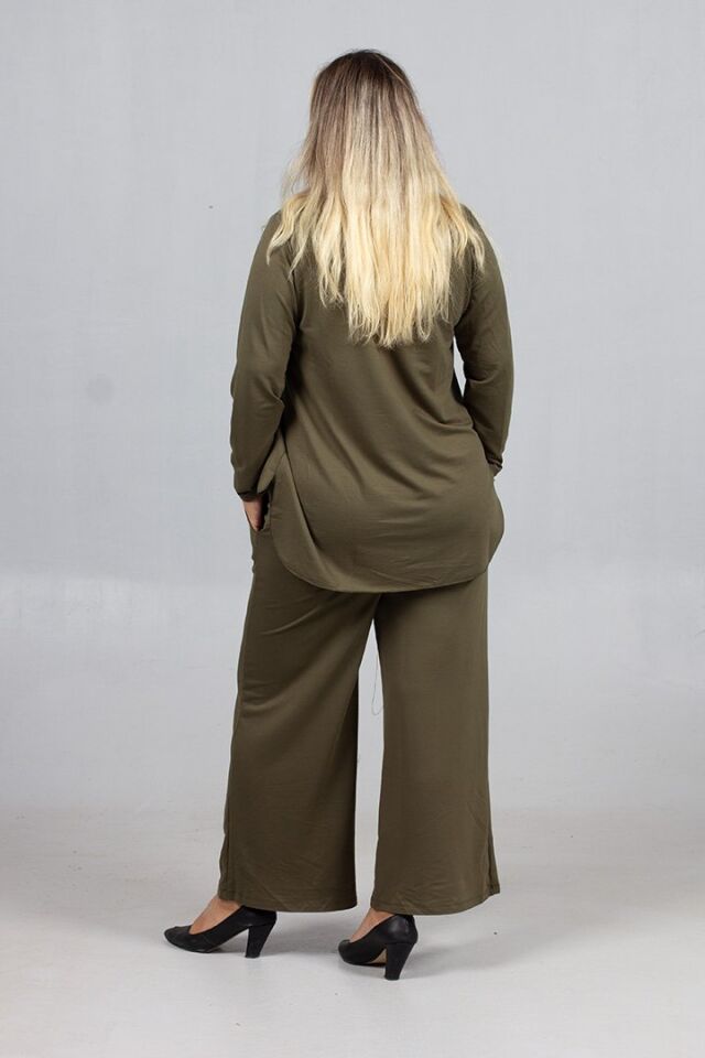 Arka Uzun Yeşil Penye Takım | Likralı 2 İplik Kumaş Kalitesi, Alt Üst Set