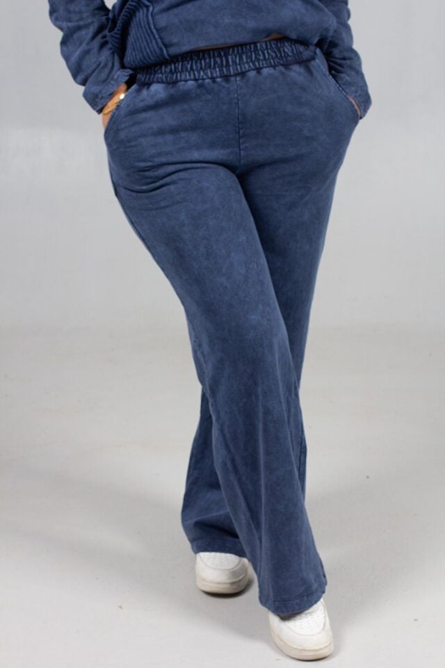 Pamuk Yıkamalı 2 İplik Penye Degaje Yaka Büyük Beden Lacivert Takım