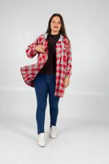Büyük Beden Kadın Giyim Oduncu Gömlek Tunik Renkli Bz932