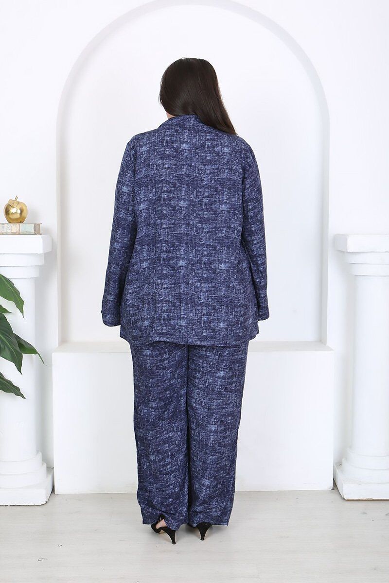 Büyük Beden Dokuma Viskon Ceket Pantolon Takım