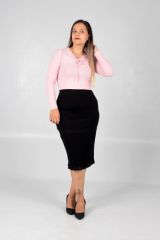Büyük Beden Kadın Triko Astarlı Etek Siyah Ek123