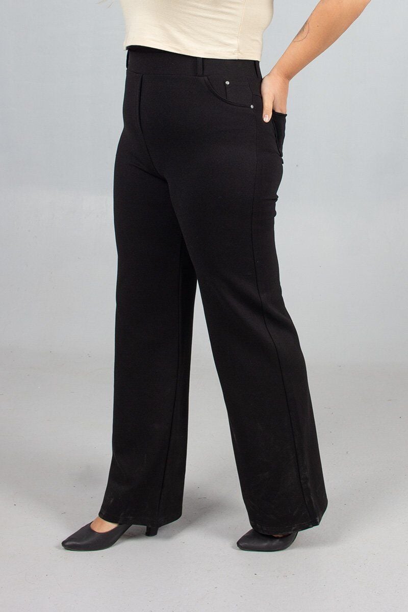 Büyük Beden Bol Paça Arka Cepli Çelik Penye Tayt Pantolon