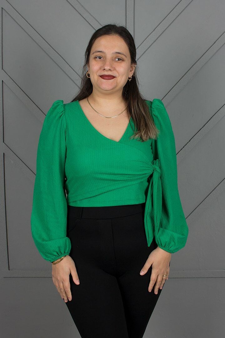 Büyük Beden Önden Bağlamalı Bluz