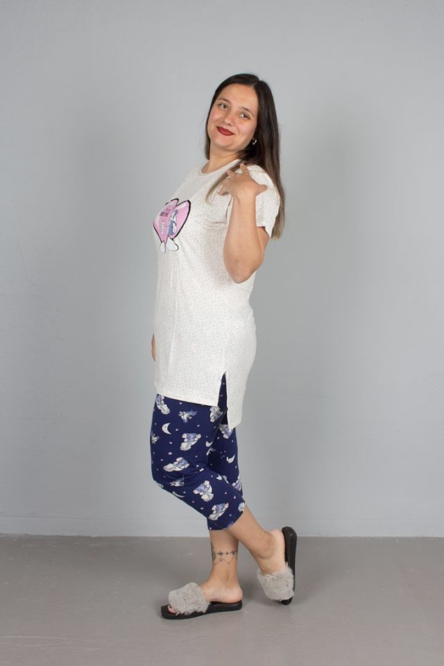 Büyük Beden Kadın Giyim Kapri Pijama Takım