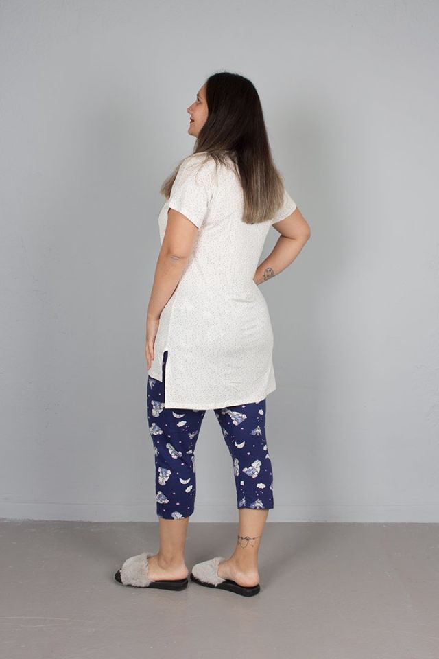 Büyük Beden Kadın Giyim Kapri Pijama Takım