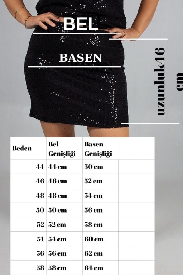 Büyük Beden Siyah Pul Payet Etek Işıltını Yansıt Şıklığını Konuştur!