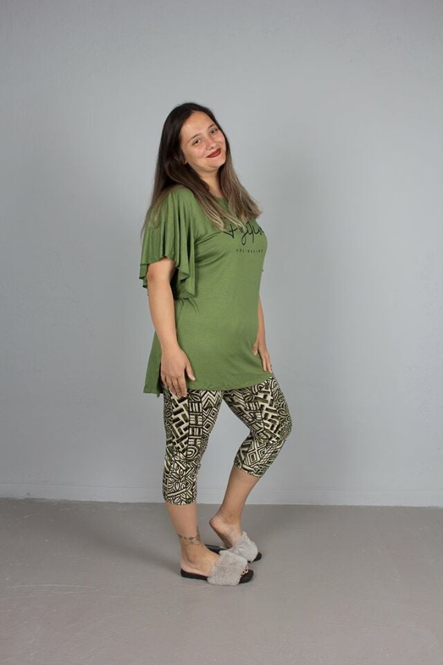 Büyük Beden Kol Volanlı Pijama Takım