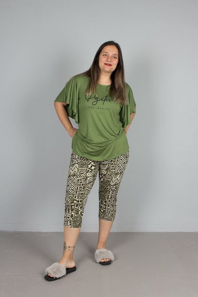 Büyük Beden Kol Volanlı Pijama Takım