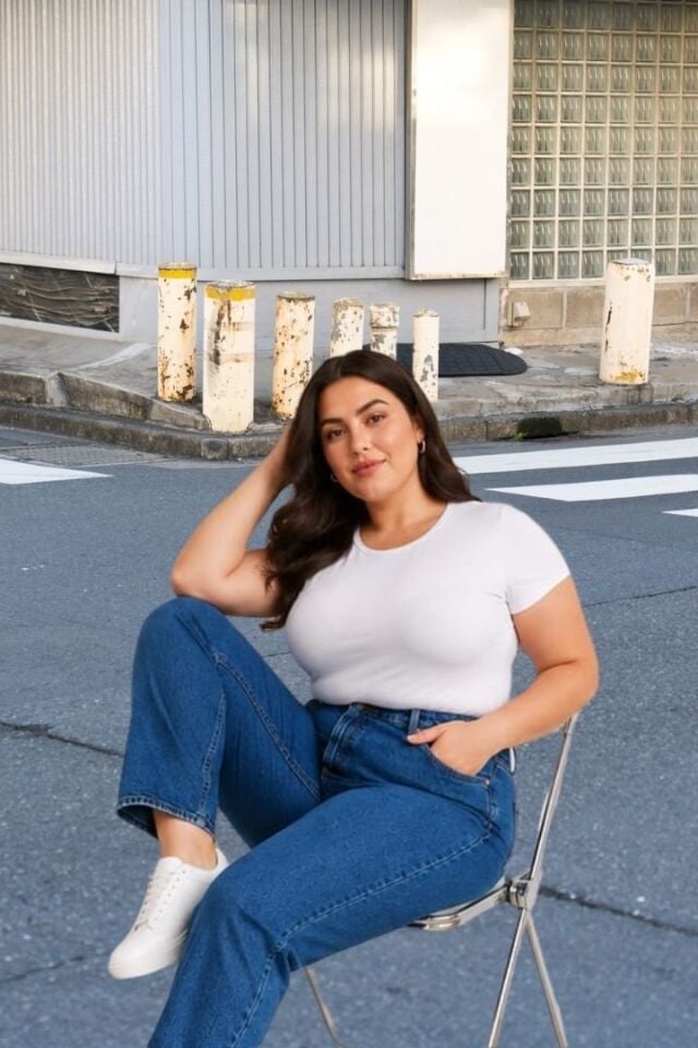 Büyük Beden Likrasız Yüksek Bel Mom Jean Pantolon