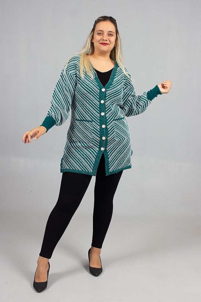 Düğmeli Sakallı Triko Hırka Yumuşacık Dokulu Şık ve Rahat Standart 46 Bedene Kadar