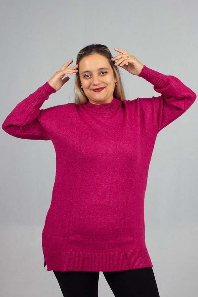 Fuşya Yumoş Triko Büyük Beden Kadın Triko 54 Bedene Kadar – Yumuşacık ve Şık