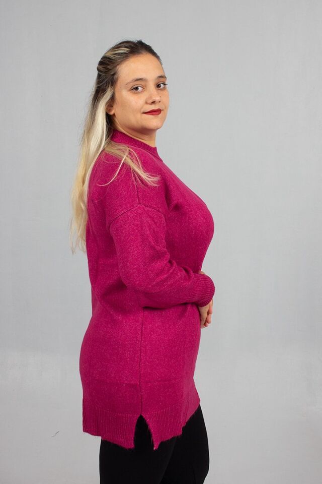 Fuşya Yumoş Triko Büyük Beden Kadın Triko 54 Bedene Kadar – Yumuşacık ve Şık