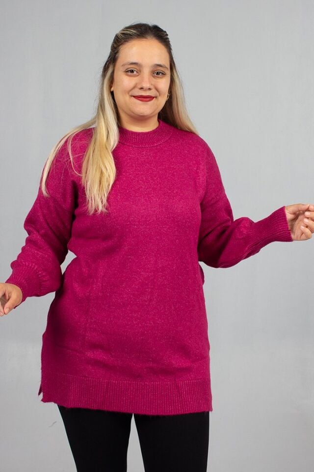 Fuşya Yumoş Triko Büyük Beden Kadın Triko 54 Bedene Kadar – Yumuşacık ve Şık