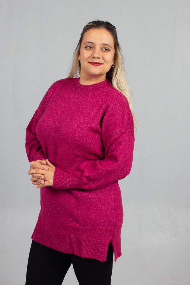 Fuşya Yumoş Triko Büyük Beden Kadın Triko 54 Bedene Kadar – Yumuşacık ve Şık