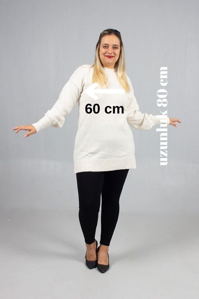 Beyaz Yumoş Triko Büyük Beden Kadın Triko Standart 54 Bedene Kadar