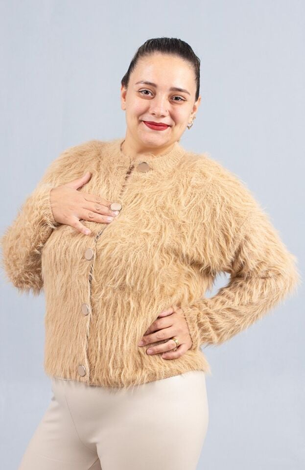 Camel Sakallı Triko Hırka – Yumuşak Dokulu Kadın Hırka