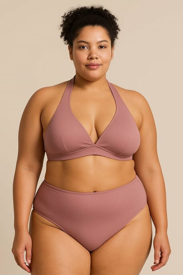 Büyük Beden Boyundan Bağlamalı Bikini