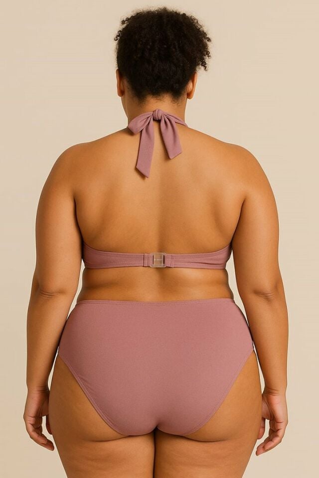 Büyük Beden Boyundan Bağlamalı Bikini