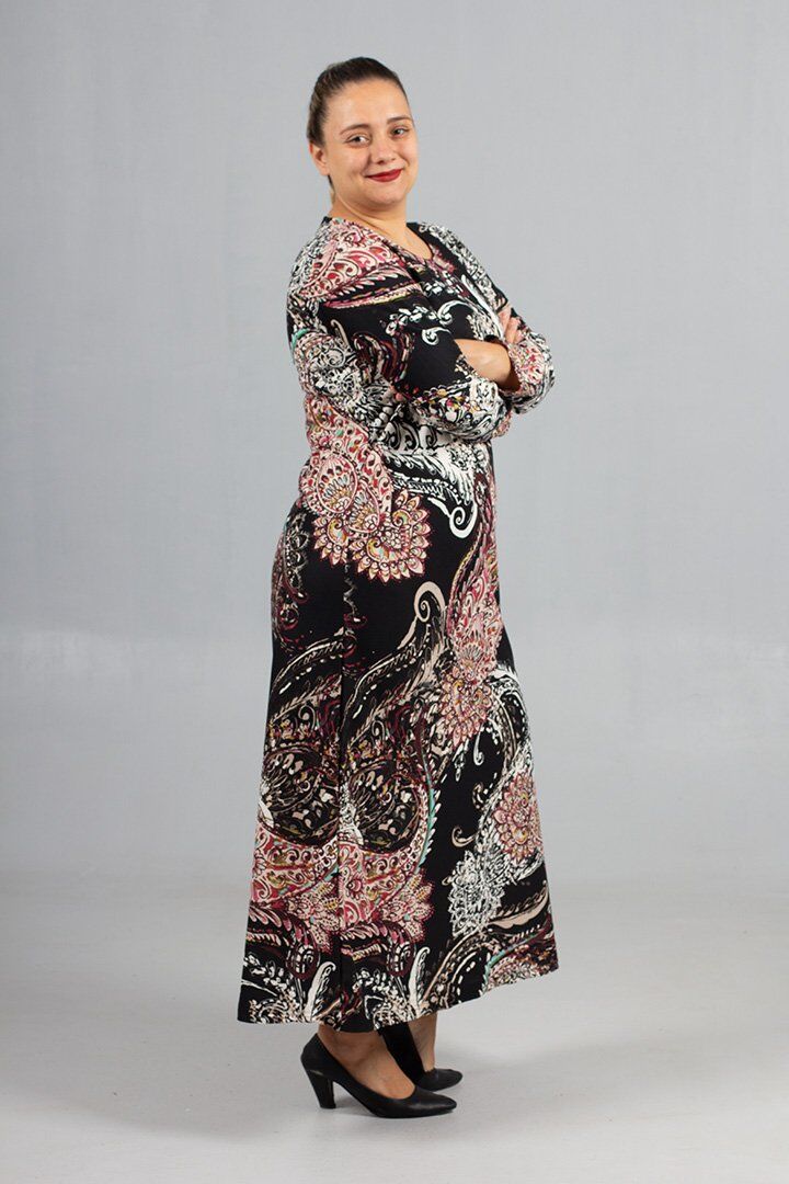 Büyük Beden Kalın Penye Pamuklu Elbise Termal Konfor & Yumuşak Dokunuş