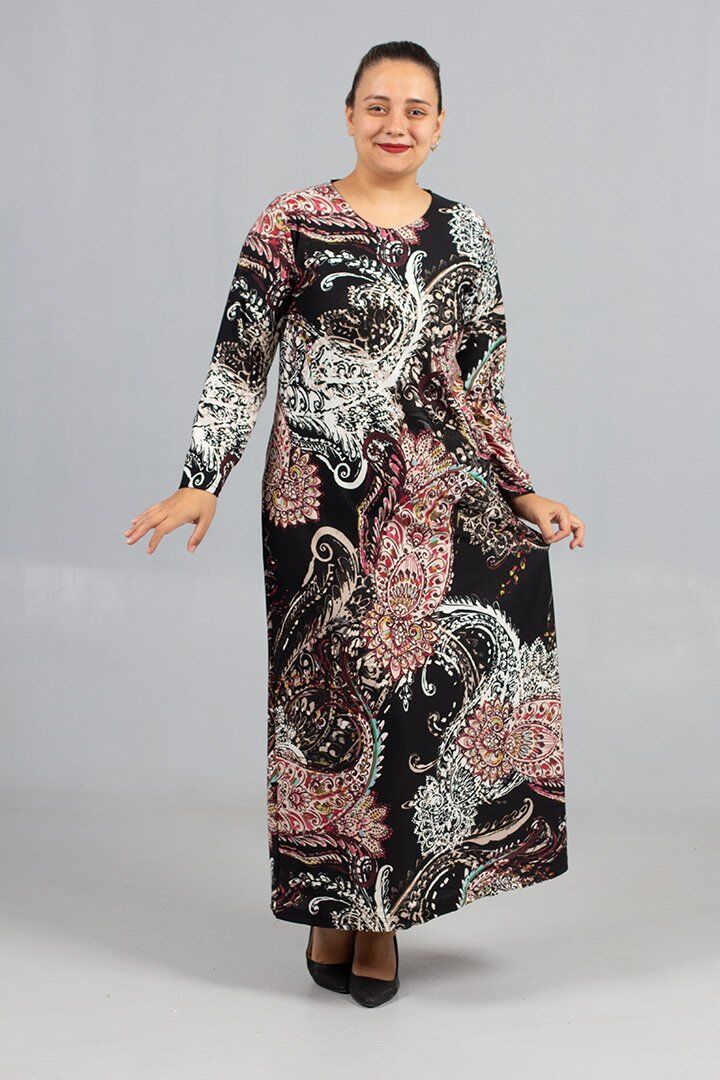 Büyük Beden Kalın Penye Pamuklu Elbise Termal Konfor & Yumuşak Dokunuş