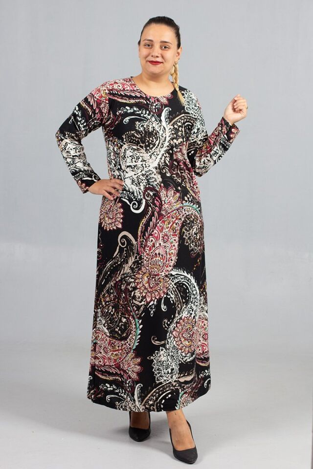 Büyük Beden Kalın Penye Pamuklu Elbise Termal Konfor & Yumuşak Dokunuş