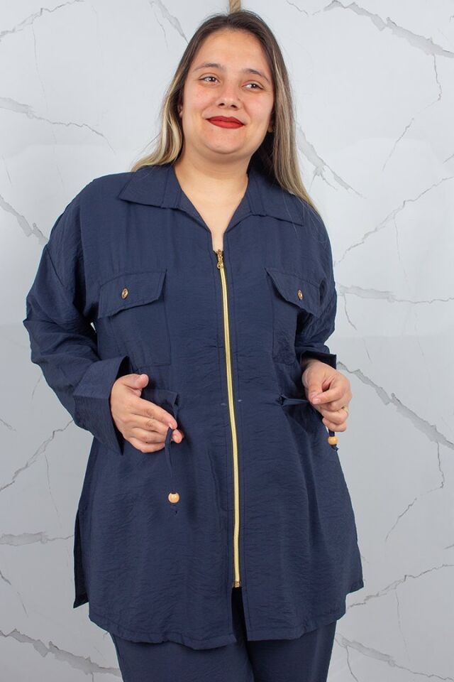 Büyük Beden Lily Lacivert Modal Pamuklu Alt Üst Takım